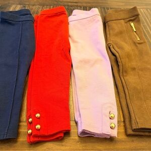 Janie and Jack Girls' Leggings Bundle in Navy, Red, Lavender, and Brown 12-18M